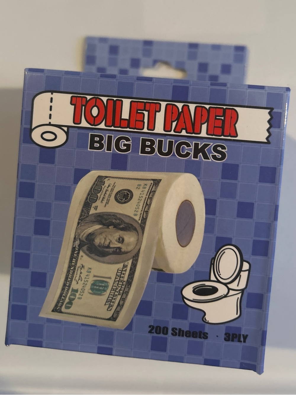 Big Bucks $100 Bill Novelty Toilet Paper Roll 3-Ply 200 Sheets Gag Gift NIB